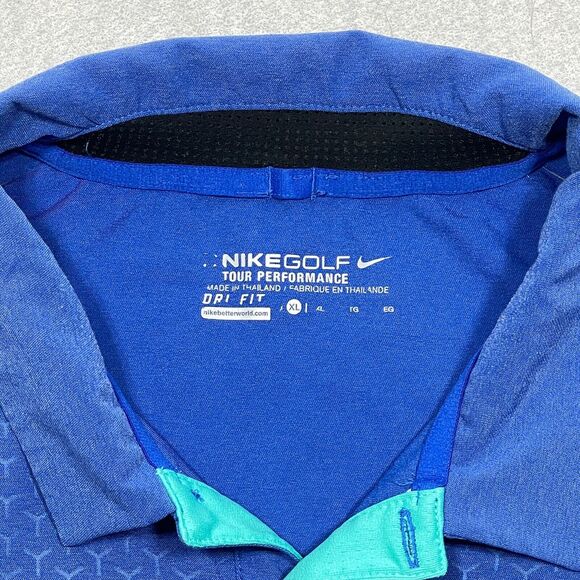 Nike Golf Tour Performance Polo Men XL Blue‎ Dri-FIT Short Sleeve Ventilated - Picture 3 of 12